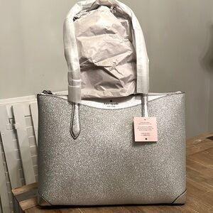 kate spade large glitter fabric tote